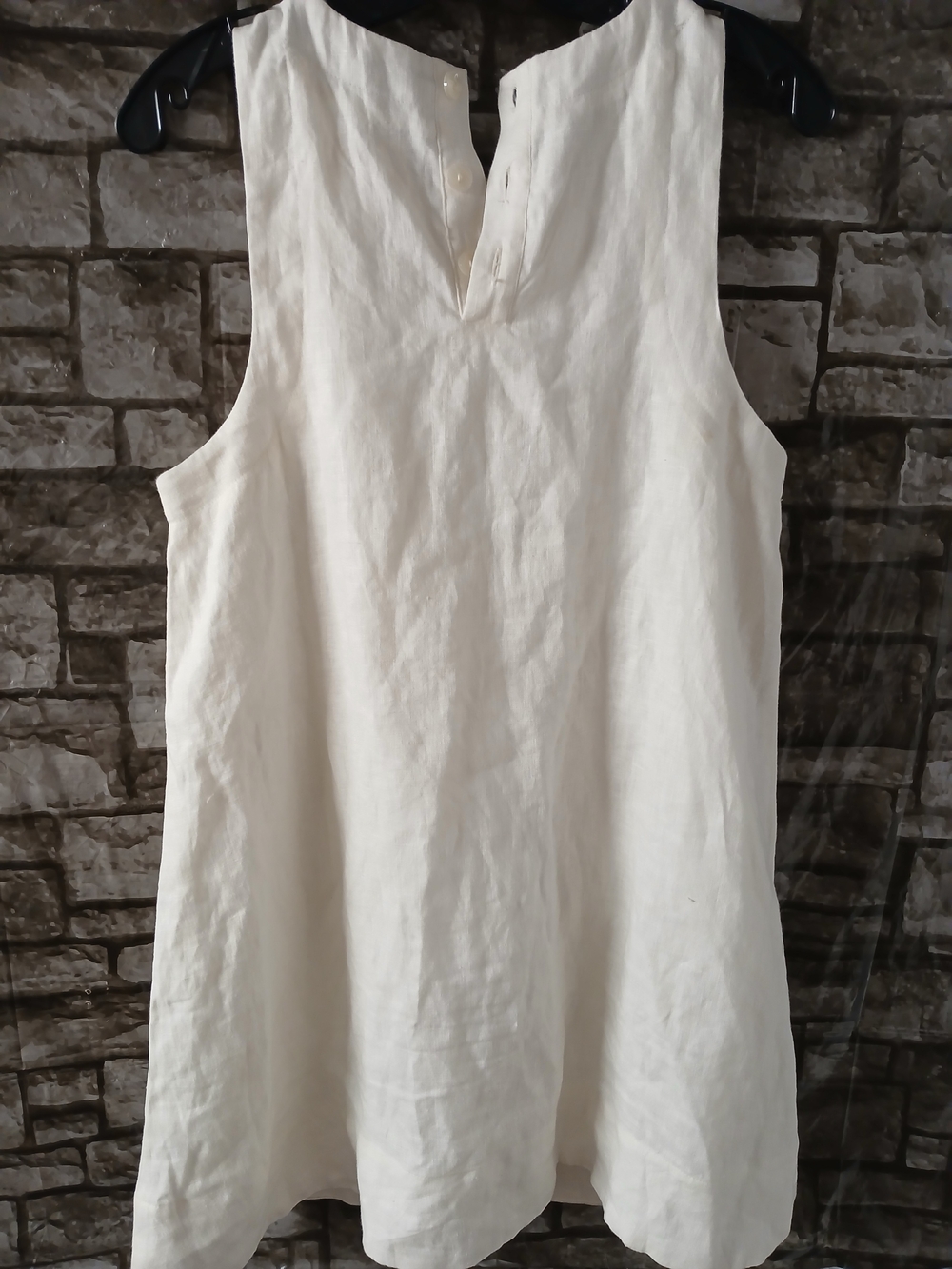 Sleeveless Midi Linen Dress in White